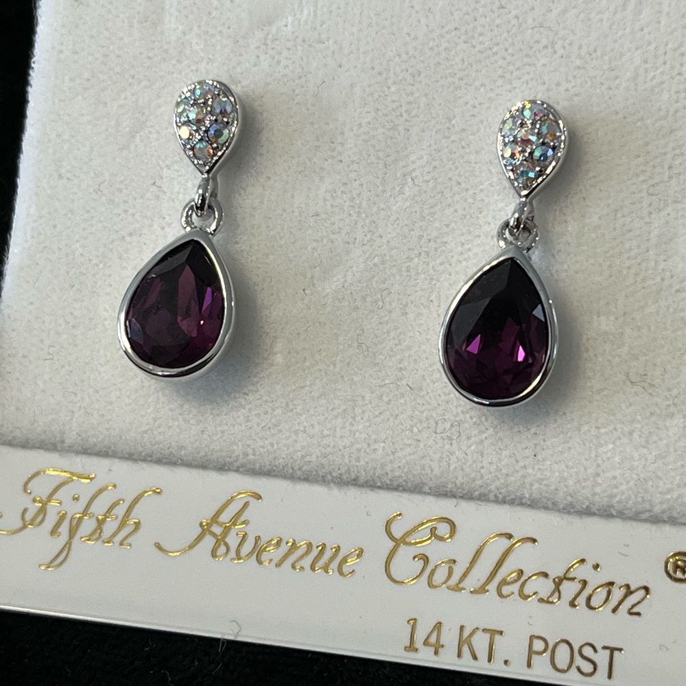 Silver Earrings with Purple and Aurora Borealis accents